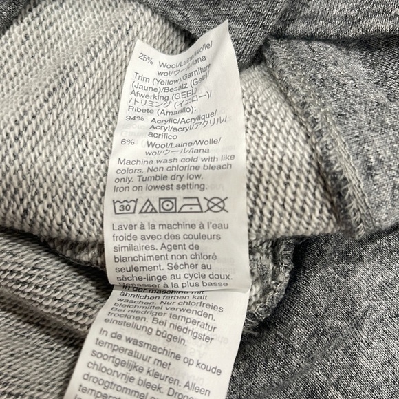 Madewell Embroidered Stripe Trim Cropped Sweat Shirt Grey SZ S - Picture 10 of 10